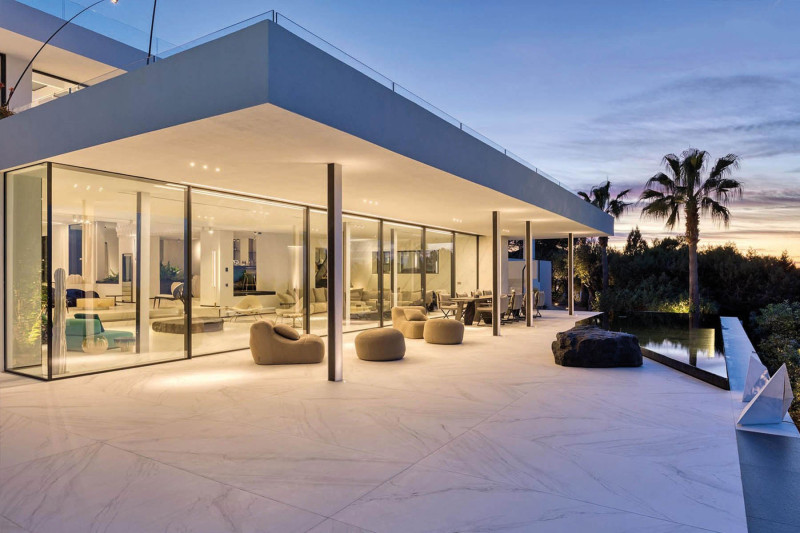 Feel villa setting using white grey natural 100 x 100 tile