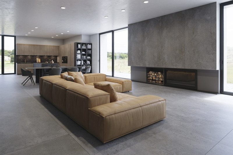 Industry open plan lounge setting using Grey Tile